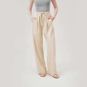 Pantaloni da Donna in Cotone e <span class=keywords><strong>Lino</strong></span>, Taglia Grande, Gamba Larga, Vita Alta Elastica, Pantaloni Lunghi in <span class=keywords><strong>Lino</strong></span> a Gamba Dritta - Product Image 4