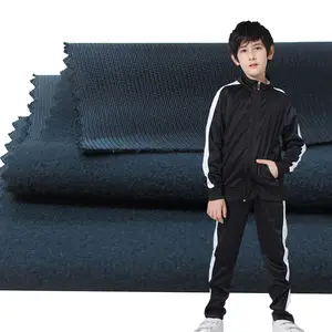 Wonderful appearance sport material 235gsm tracksuit tricot fabric black super poly for school uniform pants