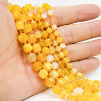 Perles cubiques à facettes en agate jaune veineuse Xulin, 6, 8, 10 mm, perles carrées à facettes naturelles, perles d'espacement en vrac, vente en gros