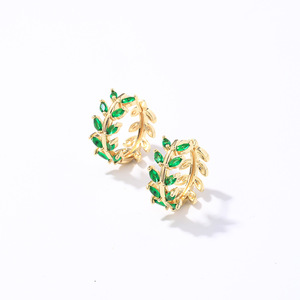 Boucles d'oreilles créoles ajourées incrustées de diamants, style coréen, élégantes pour femme, en fer plaqué or blanc 16 carats, avec diamants <span class=keywords><strong>FX</strong></span> - Product Image 1