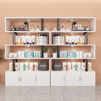 Meuble de présentation en cuir avec miroir, étagère de rangement multi-niveaux pour salon de coiffure, salon de manucure, salon, supermarché