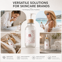 Bouteille pompe en plastique PET transparente mate de 300 ml et 500 ml pour les soins de la peau, l'huile corporelle, le shampoing, le gel douche, la lotion, distributeur rechargeable