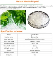 Poudre crue en gros de menthol cristal de menthol pour le désodorisant poudre de menthe d'extrait de plante d'herbe naturelle en gros CAS 89-78-1
