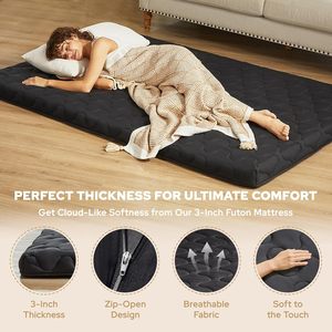 Đệm <span class=keywords><strong>Futon</strong></span> Nhật Bản 3 inch dày, đệm ngủ di động, thoáng khí, gấp gọn được, mút cao cấp, chất liệu sợi nhỏ, thảm Tatami - Product Image 5