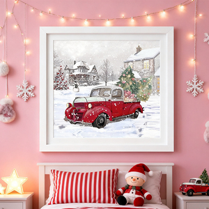 Personalizada Navidad coche pintura muñeco <span class=keywords><strong>de</strong></span> nieve pared arte lienzo impresión paisaje pinturas para decoración del hogar - Product Image 1