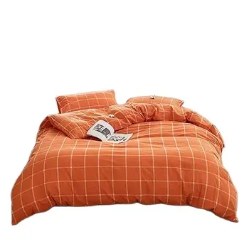2024 ucuz fiyat levha ve yastık kılıfı setleri turuncu yatak yorgan seti Polyester yorgan yatak