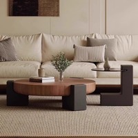 Mesa de Centro Moderna Minimalista de Madera Sólida con Estructura Metálica, Diseño Italiano de Alta Gama, Mueble de Lujo para Sala de Estar
