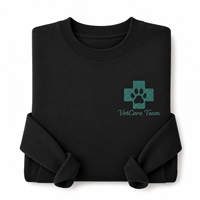 Sudadera Personalizada con Bordado del Equipo de Veterinaria, con Logotipo de Cruz Médica y Huella de Pata, para Personal de Clínica Veterinaria