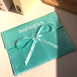 Bolsa de satén con logotipo personalizado impreso, doble capa, para ropa, pelucas, regalos, OEM/ODM, venta al por mayor, color verde - Product Image 4