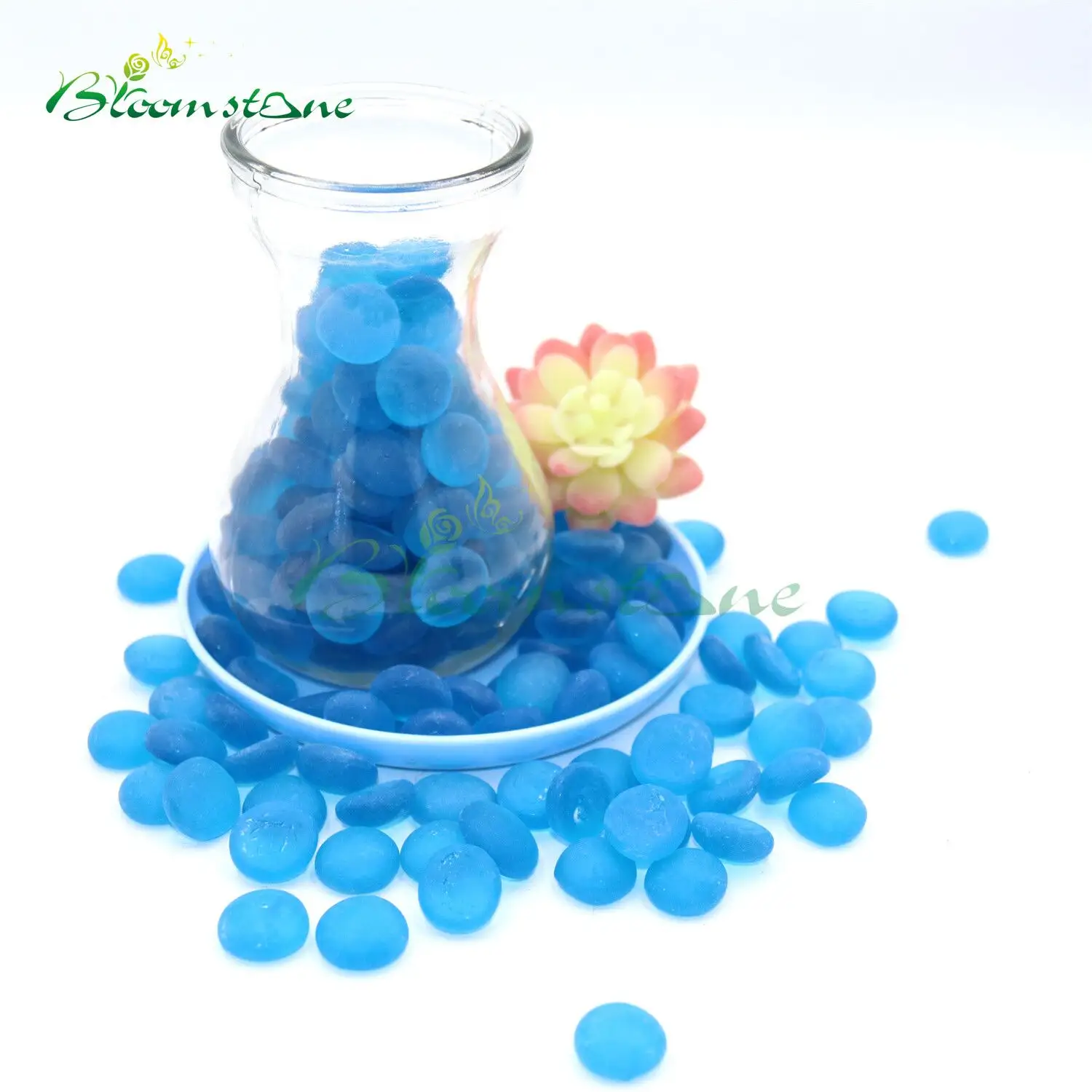 Ocean Style Frosted Sea Glass Gems Flat Marbles Aquarium Pebble Stones for Bowl Vase Fillers