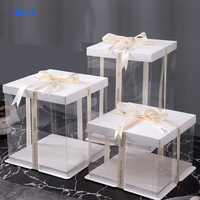 Boîtes à gâteaux transparentes carrées de 30x30 cm, boîte à gâteaux transparente de 10 pouces avec couvercles pour anniversaires, événements spéciaux et autres occasions