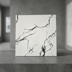 Carrelage en céramique Matt Marble Black Vein Marble Tile 30x30cm, poli, en dalle cultivée, pour salle de bain, sol émaillé - Product Image 1