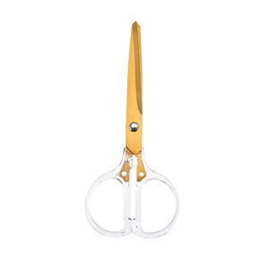 Transparent Handle Scissors Gold Plated 7 Inches Stainless Steel Office Craft Paper Cutting Tools - Product Image 5