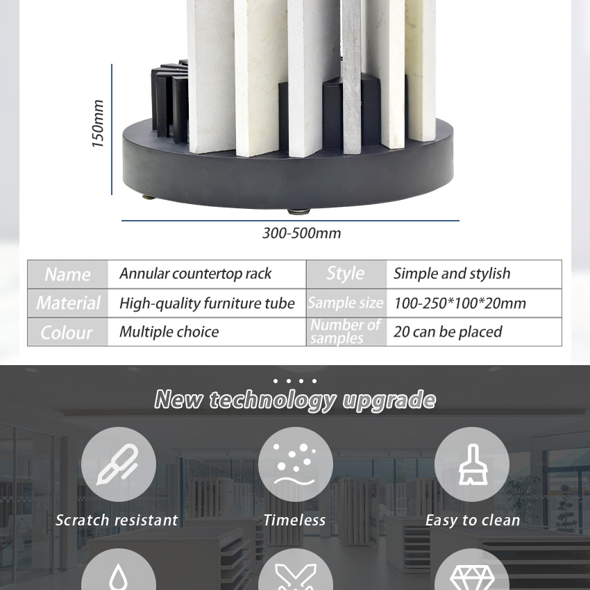 High Quality Table Rotary Round Tiles Showroom Display Stand Rack Showroom Stone Sample Display Stand Granite