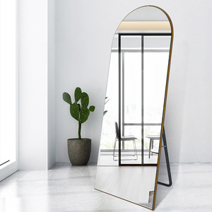 Miroir pleine longueur arqué à cadre noir, miroir mural fin pour chambre à coucher, salon, entrée, hôtel - Product Image 4