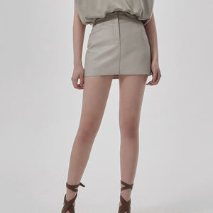 Falda Corta de Piel de Oveja Auténtica con Diseño de Cintura Alta Personalizada 2316, <span class=keywords><strong>Minifalda</strong></span> de <span class=keywords><strong>Cuero</strong></span> Genuino - Product Image 5