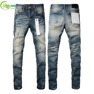<span class=keywords><strong>Jeans</strong></span> pour hommes de <span class=keywords><strong>marque</strong></span>, personnalisés, blanc brut, bleu, brodés, en denim, noirs, effet usé, coupe slim - Product Image 3
