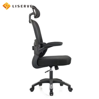 Chaise de bureau moderne à dossier haut en maille, avec soutien lombaire réglable, accoudoirs fixes ergonomiques, pivotante à 360°, inclinable, base en métal