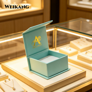 Boîte d'emballage rigide avec fermeture magnétique, carrée, bleue, boîte cadeau en carton <span class=keywords><strong>de</strong></span> luxe avec logo personnalisé - Product Image 4