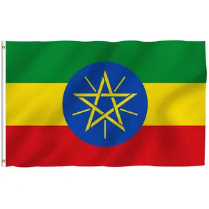 Grosir murah bendera 3x5 nasional cetak Digital poliester desain khusus 3x5 kaki semua negara spanduk bendera Ethiopia