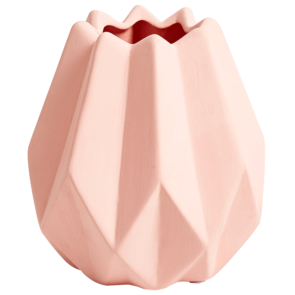 Vaso In Ceramica Geometrico Nordico 20 Cm - Rosa, Moderno, Per Fiori Secchi O Freschi - Decorazione Da Tavolo - copertina