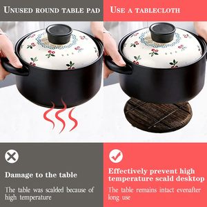 Ensemble de sets de table ronds en bois avec logo personnalisé, assiettes en bois pour la cuisine à usage domestique, tapis de protection thermique en bois, dessous de plat artistique, coussin isolant thermique - Product Image 3