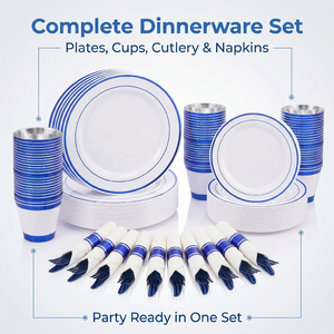 Ensemble <span class=keywords><strong>de</strong></span> vaisselle en <span class=keywords><strong>plastique</strong></span> bleu foncé <span class=keywords><strong>pour</strong></span> fête, remise <span class=keywords><strong>de</strong></span> diplôme, anniversaire, assiettes jetables transparentes avec ensemble <span class=keywords><strong>de</strong></span> <span class=keywords><strong>couverts</strong></span> - Product Image 2