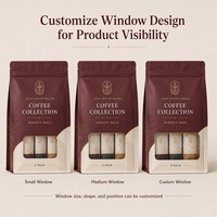 Sac cadeau pour café à fond plat imprimé sur mesure avec fermeture éclair pour échantillons de café, assortiment varié et emballage de marque privée