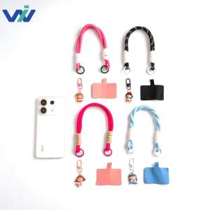 สายคล้องคอสั้นสุดสร้างสรรค์เคสโทรศัพท์มือถือมีสายคล้องคอสีแบบปิดกั้นได้พวงกุญแจที่ถอดออกได้ป้องกันการสูญหายทำจากโพลีเอสเตอร์ออฟเซ็ต - Product Image 2
