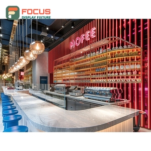 Vitrine à café illuminée avec façade en verre transparent, espace de présentation pour grains de café, vitrine à café - Product Image 5