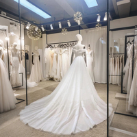 Robes de mariée Lsam10 pour mariées, avec perles, dentelle, jupe sirène, corsage, épaules dénudées, traîne détachable Jancember