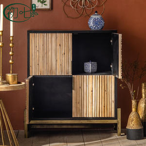 American Retro Style Four Door Sideboard Storage Cabinet <b>For</b> Living Room Versatile Use - Product Image 4