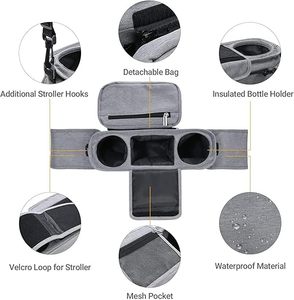 Borsa da appendere al passeggino, borsa universale per passeggino con 2 portabicchieri isolati, organizer con tracolla e grande capacità - Product Image 2