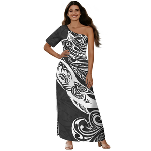 Đầm nữ ngắn tay, kiểu trễ vai, họa tiết Tapa Polynesia sang trọng, thời trang, rất được ưa chuộng, dành cho các bữa tiệc, ODM không dây đeo - Product Image 6