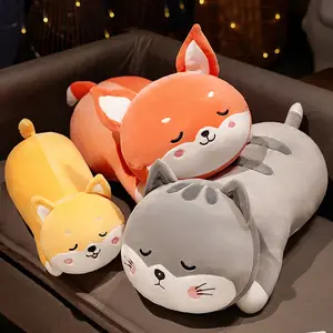 High Quality Creative Cartoon Soft Stuffed Animal Dog Lying Pillow Custom Squish Cushion Plush Toy Christmas Gift