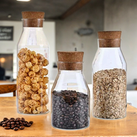 Bocal de conservation alimentaire rond en verre borosilicate résistant pour biberons, avec couvercle en liège, fait main, pour jus de fruits