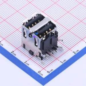 UB1112C-8FDH-4F USB Connector Bent Lead Through Hole Connector Type-A USB 2.0 Female Right Angle Insert - Product Image 2