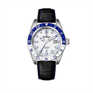 Reloj Automático con Movimiento Japonés 8215, Correa de Cuero Italiano Genuino, Resistente al Agua, Esfera Azul Plateada Luminosa, con Fecha - Product Image 3