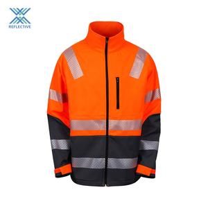 LX jaket Softshell reflektif, jaket Softshell reflektif hitam merah musim dingin, jaket keselamatan kerja reflektif, jaket reflektif konstruksi, baru - Product Image 4
