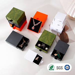 Customizable Texture Jewelry Drawer <b>Box</b> with Debossed Logo & Satin Ribbon Pull Sliding <b>Gift</b> <b>Box</b> <b>for</b> <b>Necklace</b> Earring Packaging - Product Image 3