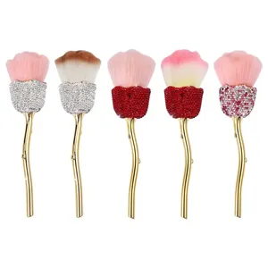 Pincel para Polvo de Uñas para Manicura, Diseño Delgado con Mango de Diamantes Brillantes, Brocha Kabuki Individual para Maquillaje y Polvo Suelto - Product Image 1