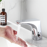 Robinet de lavabo monocommande moderne en laiton chromé avec capteur, mitigeur de haute qualité, en stock