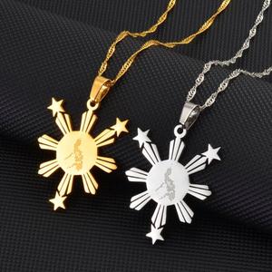 Inspire jewelry Pendentif soleil doré des Philippines avec carte du pays Collier <span class=keywords><strong>de</strong></span> carte <span class=keywords><strong>de</strong></span> <span class=keywords><strong>la</strong></span> <span class=keywords><strong>république</strong></span> des Philippines Bijoux plaqués or 18 carats - Product Image 4