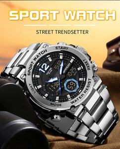 SANDA 6178 2024 नई इलेक्ट्रॉनिक डिजिटल एनालॉग घड़ी आउटडोर पुरुष मल्टी-फंक्शनल स्टील बैंड घड़ी यंग मैन - Product Image 4