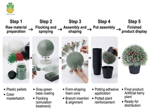Plante artificielle de 20 cm en cèdre de Genève floqué avec baies <span class=keywords><strong>rouges</strong></span>, en pot, écologique, haute simulation, pour mariage, Thanksgiving, Noël - Product Image 4