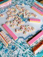 Housse de table de mahjong en néoprène bleu-vert oriental pour 4 joueurs, écologique, souple, pliable, durable, imperméable, tapis de jeu de mahjong
