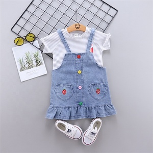 Nuovo Modo di Estate Delle Ragazze Manica Corta T Shirt e Short Del <span class=keywords><strong>Denim</strong></span> del Pannello Esterno Delle Ragazze Che Coprono Gli Insiemi Vestiti Del Bambino - Product Image 3