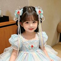 Aksesoris Rambut Anak Gaya Antik Jepit Rambut Pita Buah Hiasan Kepala Kuno untuk Anak Perempuan