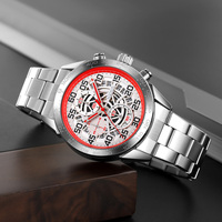 Nuevo Reloj Deportivo Multifunción de Cuarzo para Hombre, Diseño de Moda con Esfera Hueca y Puntero de Vidrio, Cronógrafo, Acero Inoxidable, Resistente al Agua