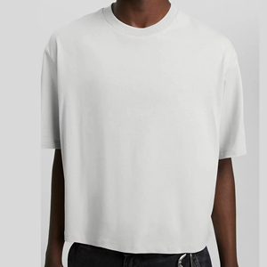 เสื้อยืดโอเวอร์ไซส์ทรงบ็อกซี่ คอโอ คอตตอน 100%  แบบริบ  สำหรับผู้ชาย  รับสกรีนลายตามสั่ง  สไตล์สตรีทแวร์ - Product Image 5